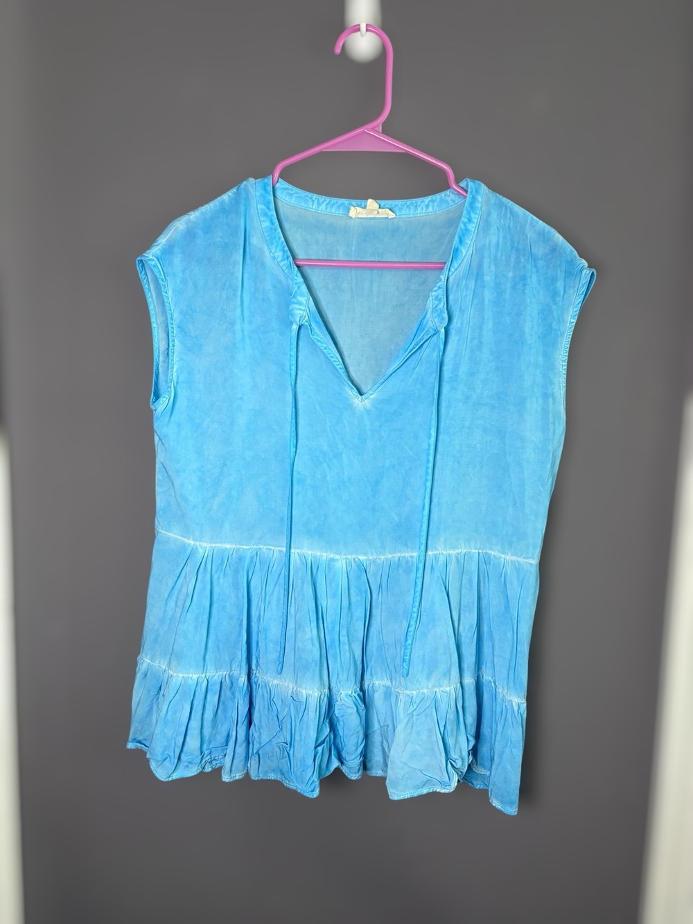 Jane + Delancey Blue Sleeveless Tiered Peplum Top Small